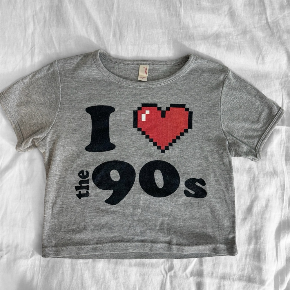 Grey graphic baby tee size medium